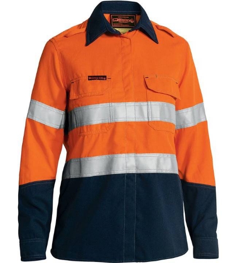 Picture of Bisley,Women's  Taped Hi Vis Lightweight FR Vented Shirt Tencate Tecasafe® Plus 580